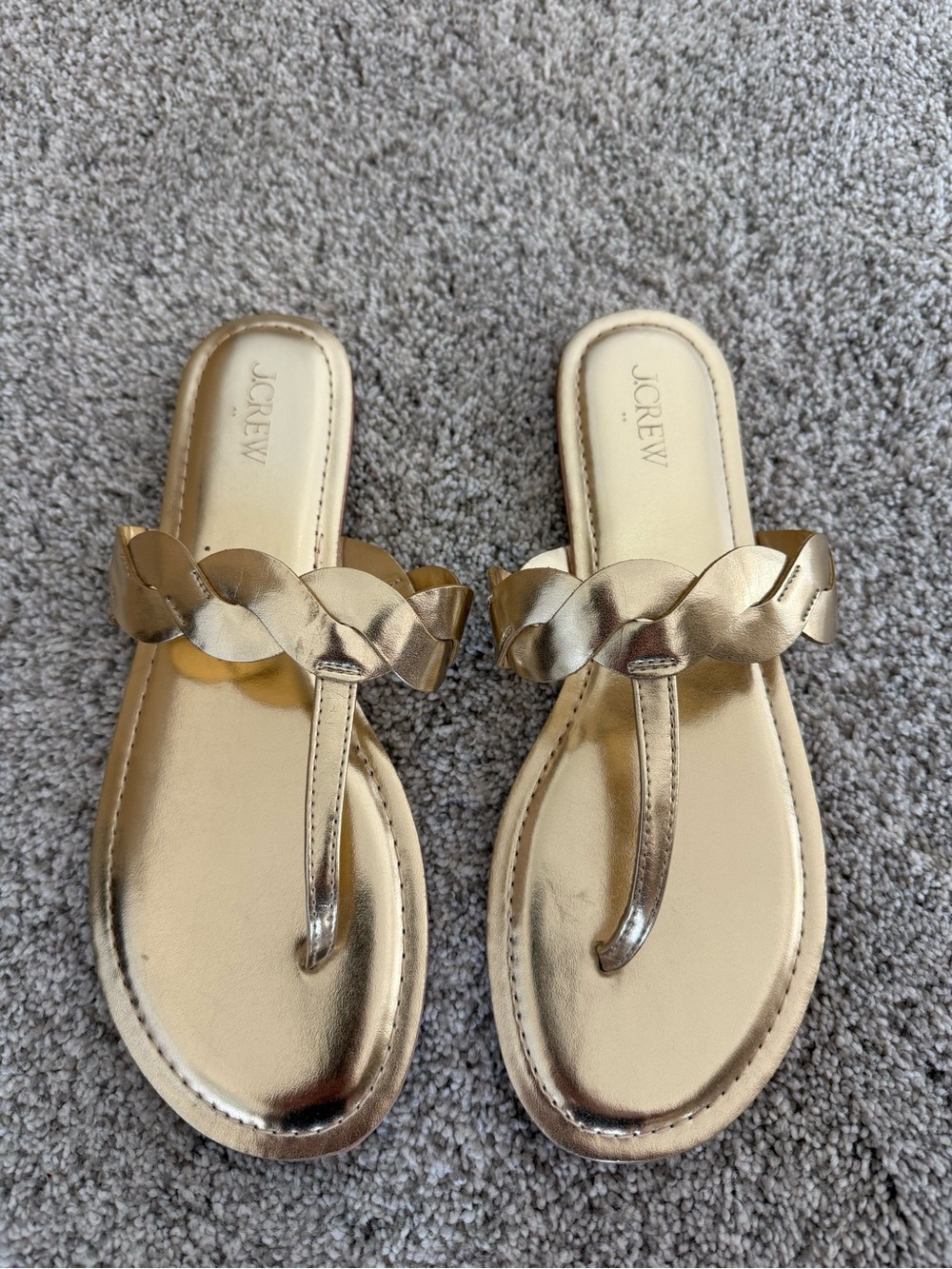 J. Crew Metallic Gold Braided Thong Sandals